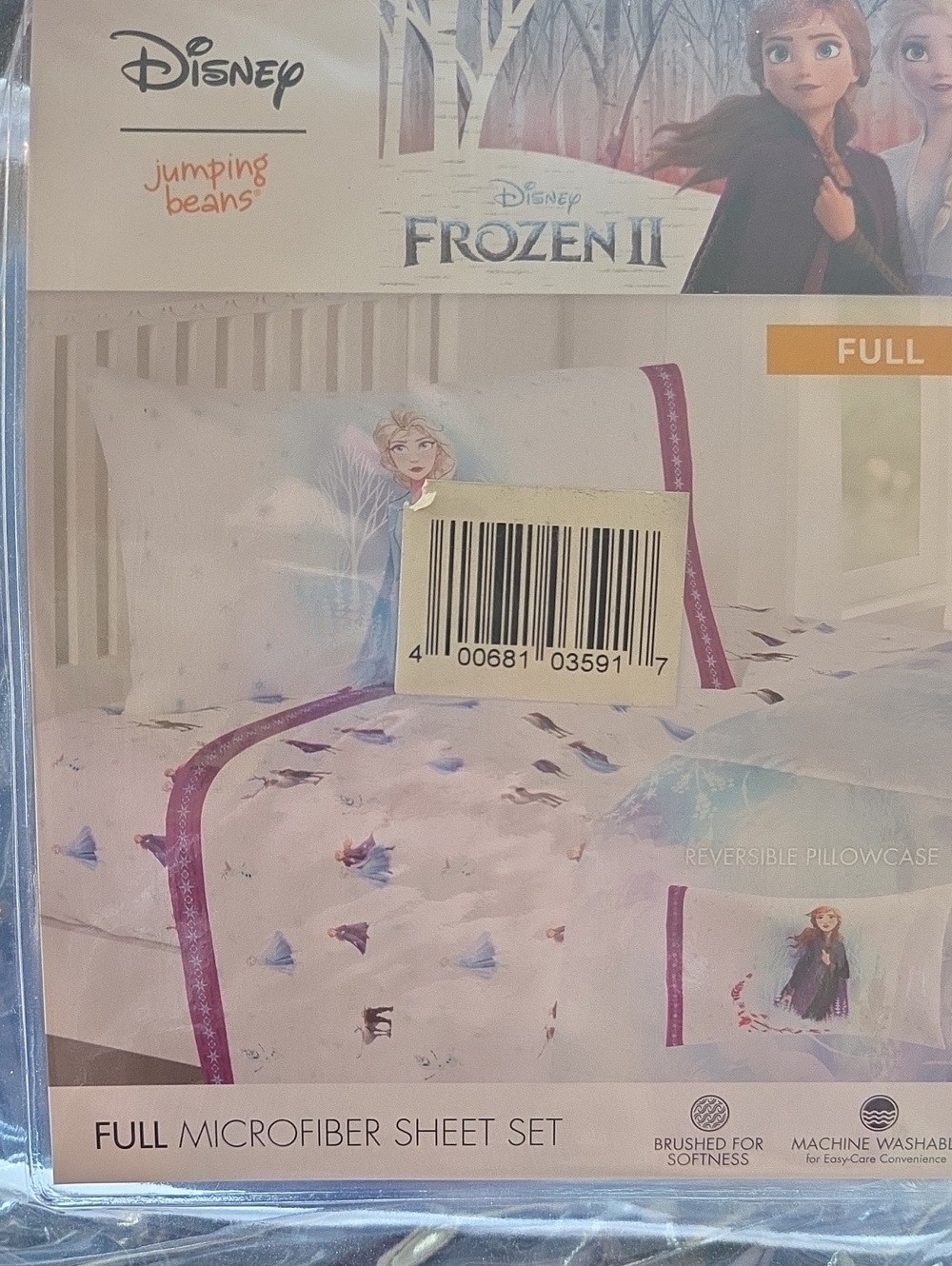Disney Frozen II Full Microfiber Sheet Set - White and Purple Accents